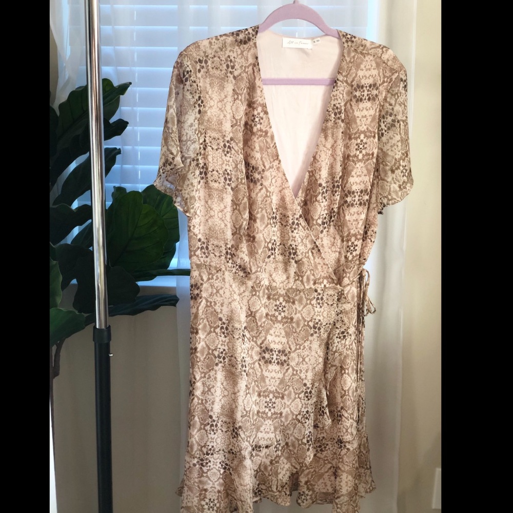 NWT All in Favor Snakeskin Wrap Dress